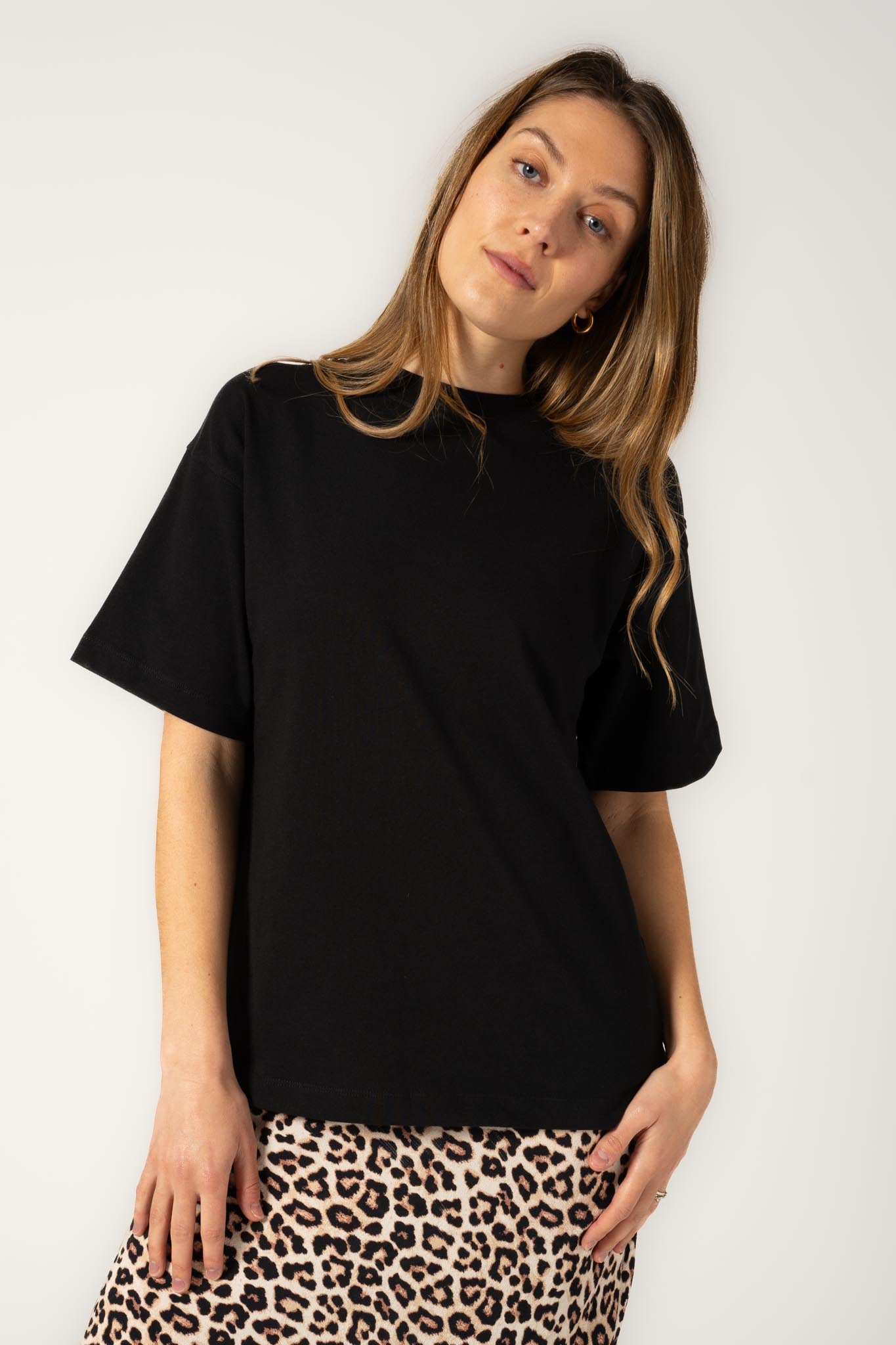Oversized organic long sleeve T-shirt powder blue