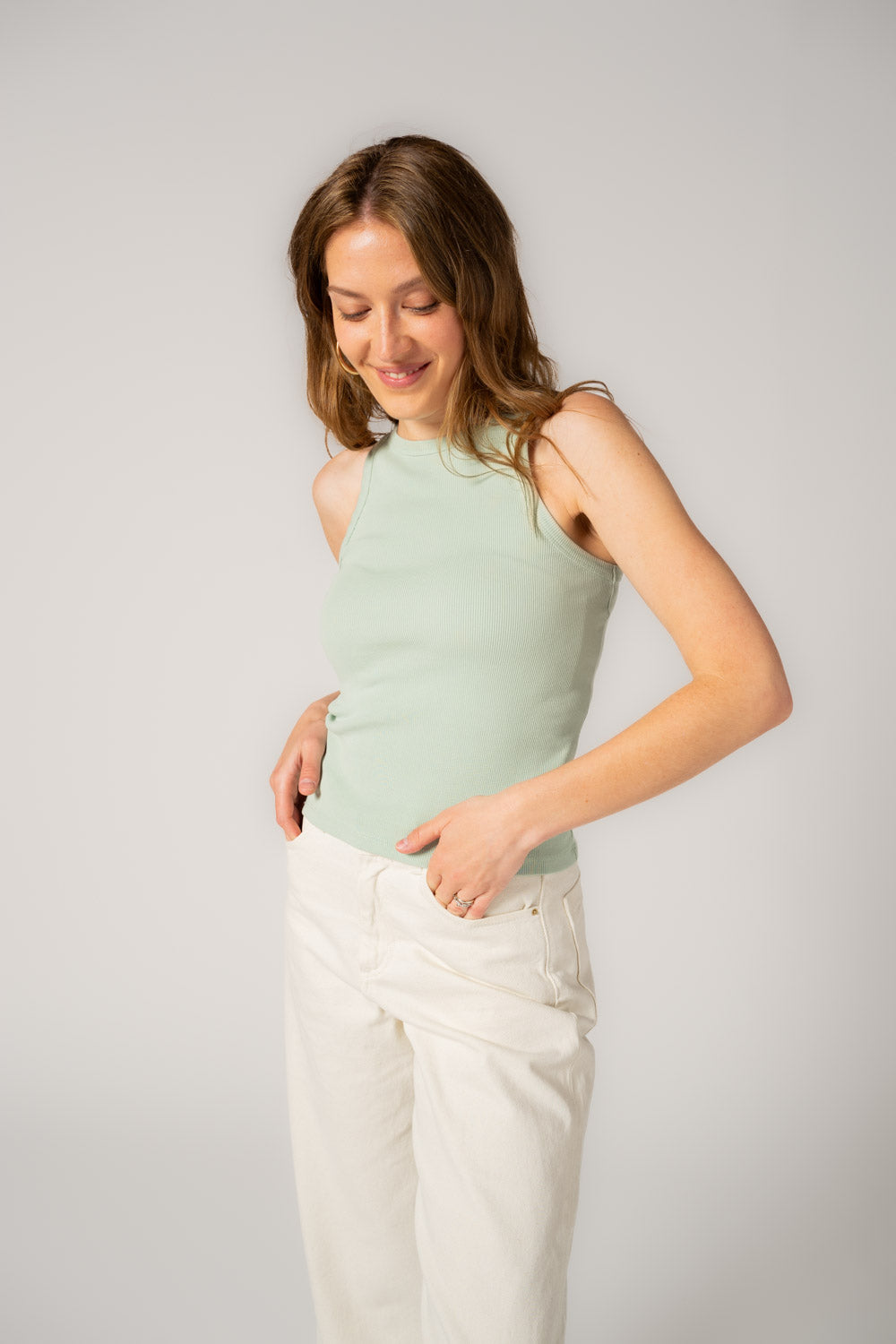 Ethical, Sustainable, Fairtrade, Organic Cotton Athletic Tank Top - Light Mint