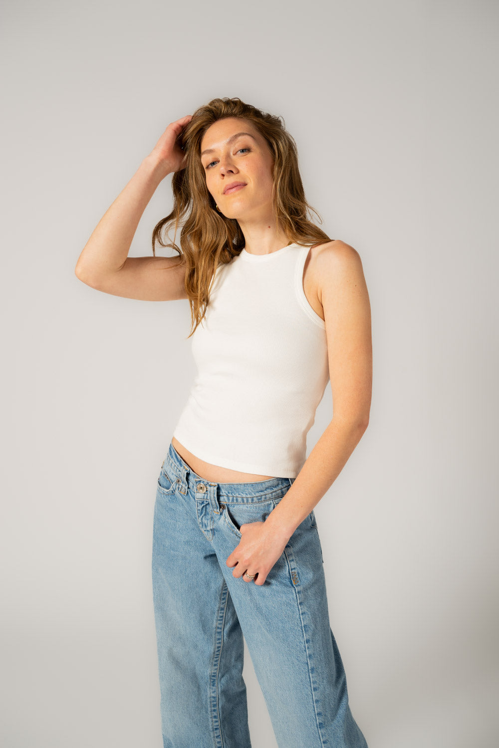 Ethical, Sustainable, Fairtrade, Organic Cotton Athletic Tank Top - Off White