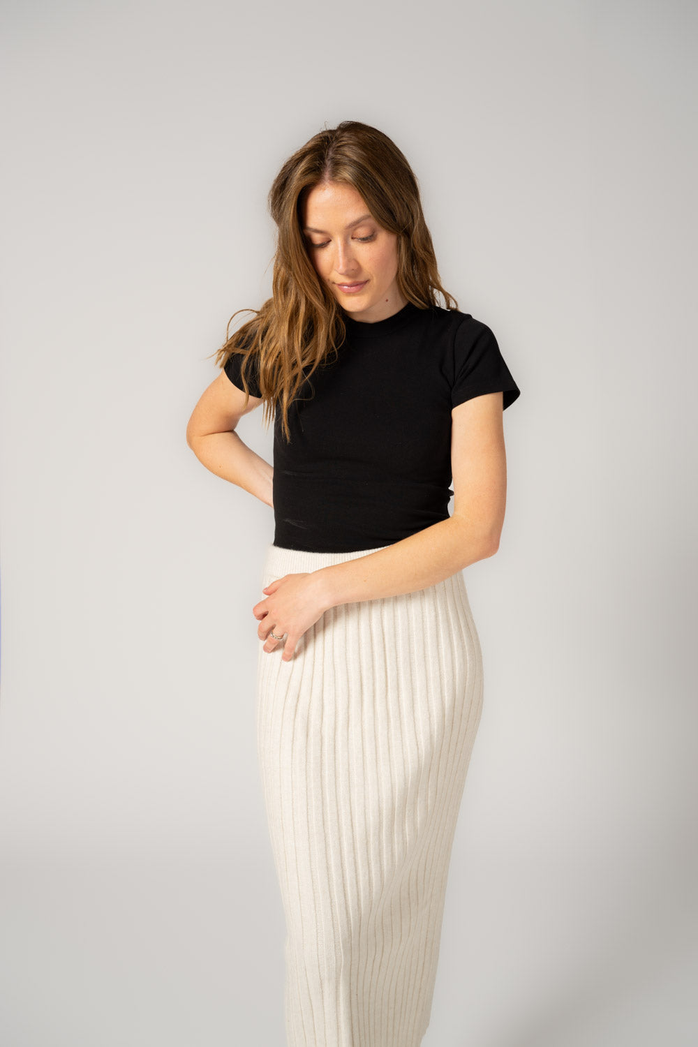 Ethical & Sustainable Micro Rib Organic Fitted T-shirt - Black