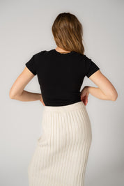 Ethical & Sustainable Micro Rib Organic Fitted T-shirt - Black