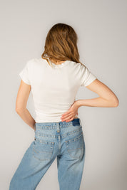 Ethical & Sustainable Organic Fitted Micro Rib T-shirt Off White