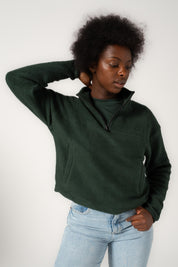 1/4 Zip Organic Cotton Cropped Fleece