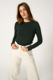 Long Sleeve Micro Rib Fitted Top