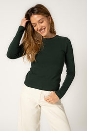 Long Sleeve Micro Rib Fitted Top