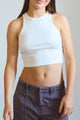 Ethical and Sustainable Organic Cotton Ribbed Athletic Off White Cropped Tank Top