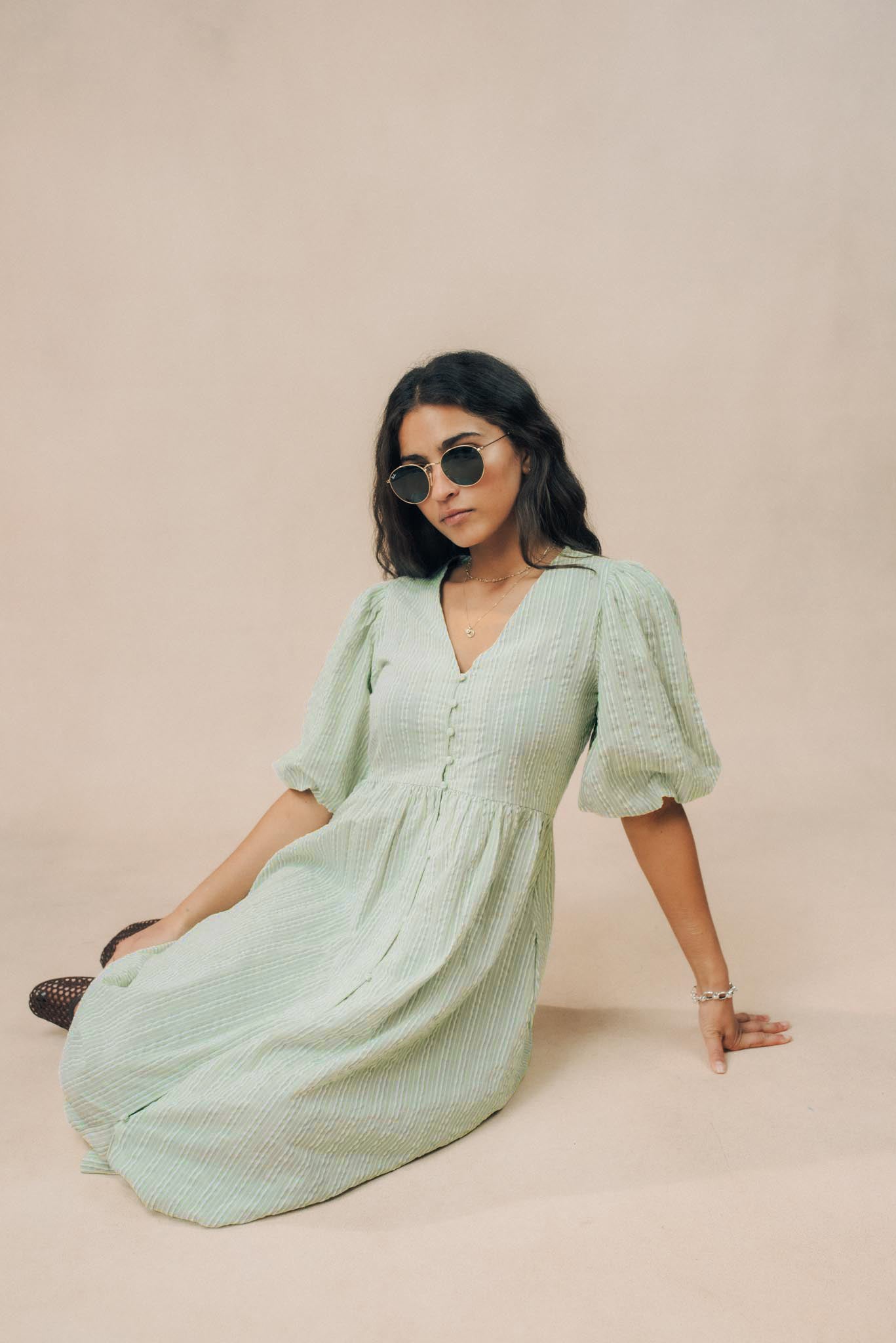 Puff Sleeve Midi Dress