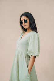 Puff Sleeve Midi Dress